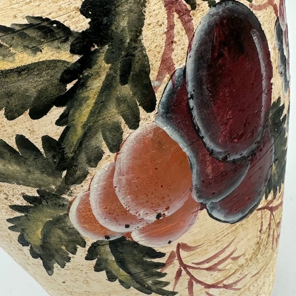 Ceramic Vase Home Decor Large Beige Fruit Hand Painted Rustic Tuscan 12